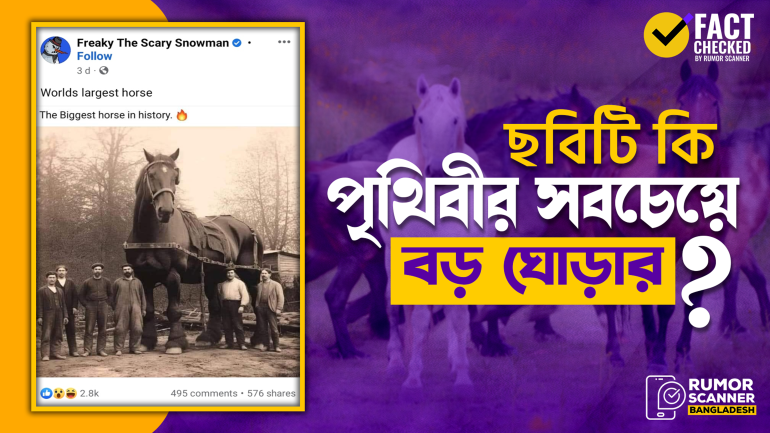 বিশ্বের সবচেয়ে বড় ঘোড়া দাবিতে প্রচারিত ছবিটি ‘AI’ দিয়ে তৈরী 