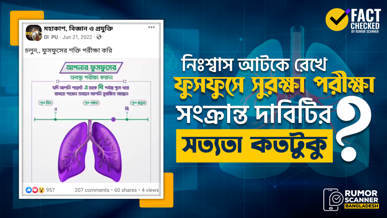 নিঃশ্বাস আটকে রেখে ফুসফুসের সুরক্ষা পরীক্ষা সংক্রান্ত দাবিটি কি বিজ্ঞানসম্মত?