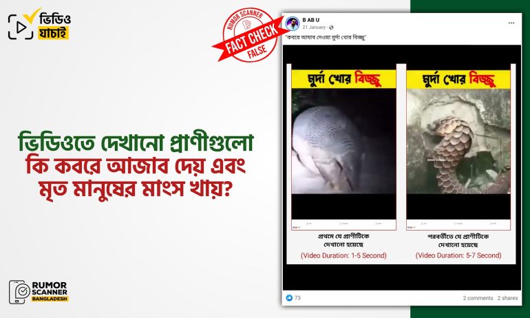 পতঙ্গভূক প্রাণিকে মৃত মানুষের মাংস খায় দাবিতে প্রচার