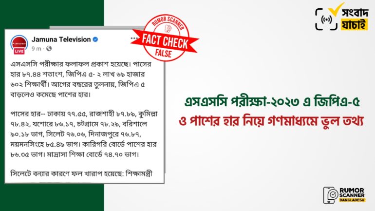 ২০২৩ সালের এসএসসির ফলাফল নিয়ে গণমাধ্যমে ভুল তথ্য